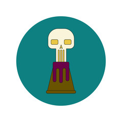 Vector illustration in flat design of volcano explosion and skull