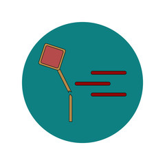 Vector illustration in flat design of road sign broken by storm