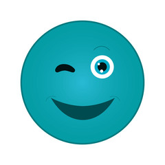 flat design happy wink emoticon icon vector illustration