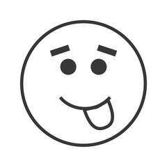 flat design tongue out emoticon icon vector illustration