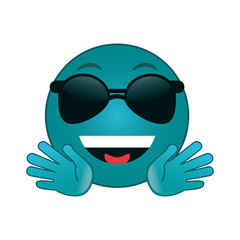 flat design sunglasses cool emoticon icon vector illustration