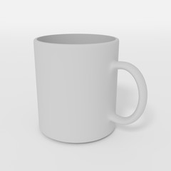 Gray mug mockup isolated on white.