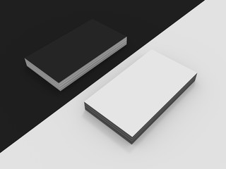 Blank black and white business cards mockup.