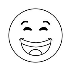 flat design laughing emoticon icon vector illustration