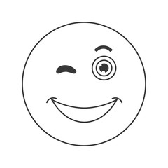 flat design happy wink emoticon icon vector illustration