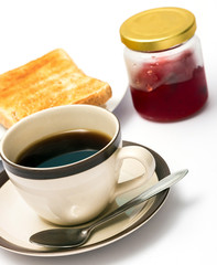 Toast And Coffee Represents Fruit Preserves And Bread