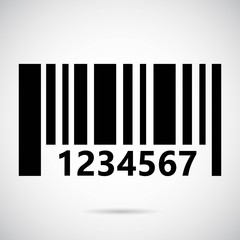 Bar code icon on gray background. Vector art.