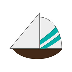 flat design simple sailboat icon vector illustration