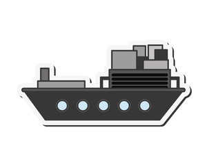 flat design merchant container ship icon vector illustration