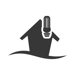 light bulb house home ecology silhouette icon. Flat and Isolated design. Vector illustration