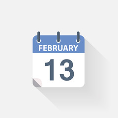13 february calendar icon