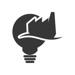 light bulb factory industry ecology silhouette icon. Flat and Isolated design. Vector illustration