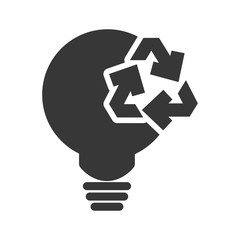 light bulb recycle ecology silhouette icon. Flat and Isolated design. Vector illustration