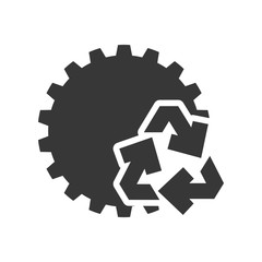 gear recycle ecology silhouette icon. Flat and Isolated design. Vector illustration