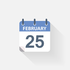 Fototapeta premium 25 february calendar icon