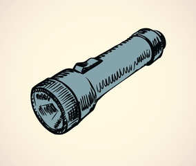 Hand flashlight. Vector drawing