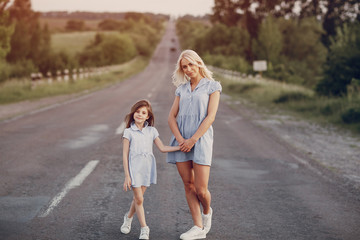 mom and daughter outside