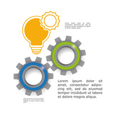 light bulb gears big and great idea infographic creativity icon set. Colorful and flat design. Vector illustration