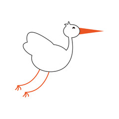 flat design flying stork icon vector illustration