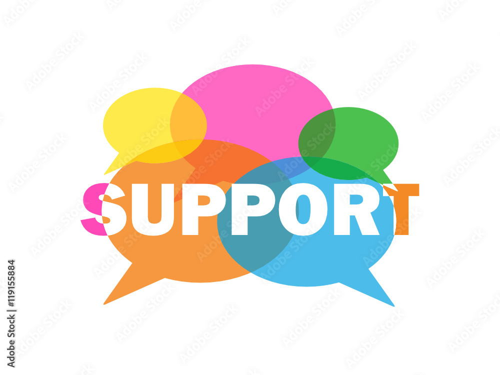 Poster colourful vector support icon with speech bubbles