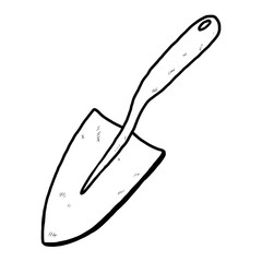 plant trowel / cartoon vector and illustration, black and white, hand drawn, sketch style, isolated on white background.