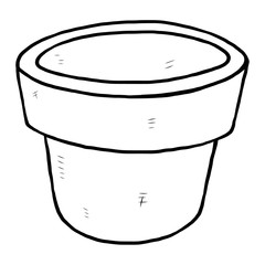 plant pot / cartoon vector and illustration, black and white, hand drawn, sketch style, isolated on white background.