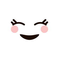 flat design kawaii happy facial expression icon vector illustration