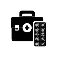 medicine medical kit health care hospital silhouette icon. Flat and Isolated design. Vector illustration