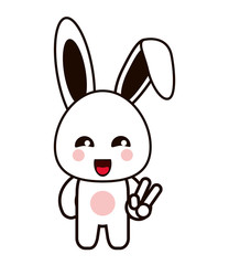 Fototapeta na wymiar flat design Cute rabbit cartoon vector illustration
