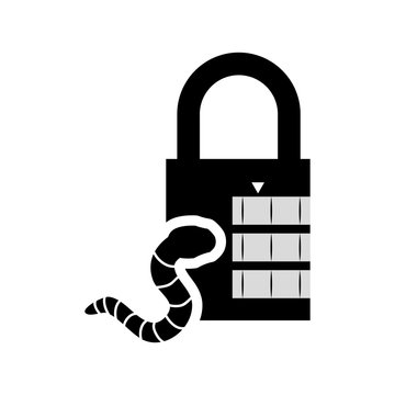 black padlock with worm security concept clip art preview