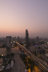 Fototapeta na wymiar Bangkok,Thailand March 14,2015 : Sunset view of Bangkok 