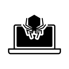 laptop spider cyber security system protection silhouette icon. Flat and Isolated design. Vector illustration