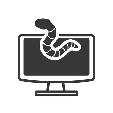 worm emerging from computer screen clip art preview