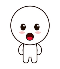 flat design kawaii doll happy facial expression icon vector illustration