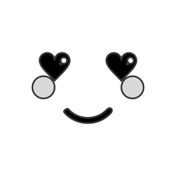 flat design kawaii happy heart eyes facial expression icon vector illustration