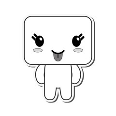 flat design kawaii doll happy facial expression icon vector illustration