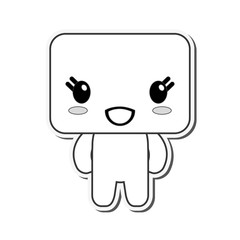 flat design kawaii doll happy facial expression icon vector illustration