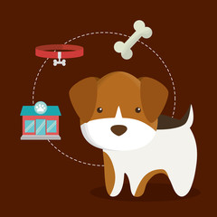 Fototapeta premium dog bone food shop store necklace cartoon pet animal con. Colorful and flat design. Vector illustration