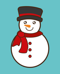 snowman cartoon merry christmas decoration celebration con. Colorful and flat design. Vector illustration