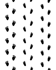 Footsteps of baby on a white background, seamless pattern, vector