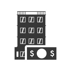 bill hotel building windows service silhouette icon. Flat and Isolated design. Vector illustration