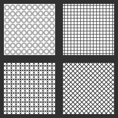 four frames wallpapers backgrounds pattern shape abstract geometry icon. Black white grey design. Vector illustration