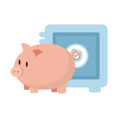piggy strongbox money financial item commerce market icon. Flat and Isolated design. Vector illustration