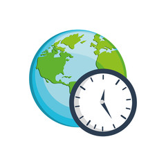 clock earth planet world time  icon. Flat and Isolated design. Vector illustration