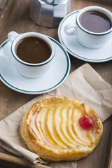 Apple cake with coffee