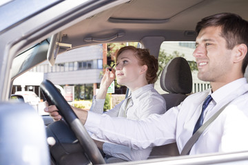 Fast makeup in the car