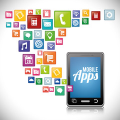 smartphone mobile apps application online icon set. Colorful and flat design. Vector illustration