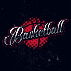 Basketball vintage halftone label