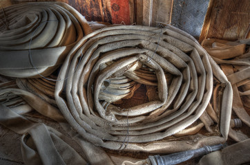 This rotting old fire hose is in the firehouse in the ghost town of Bodie.
