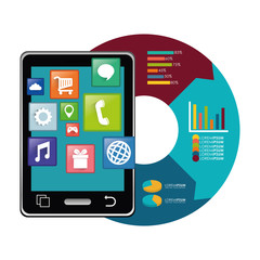 tablet infographic mobile apps application online icon set. Colorful and flat design. Vector illustration